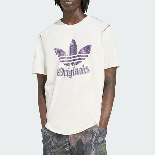 Adidas/阿迪达斯正品三叶草男士休闲印花针织透气运动短袖JY2760