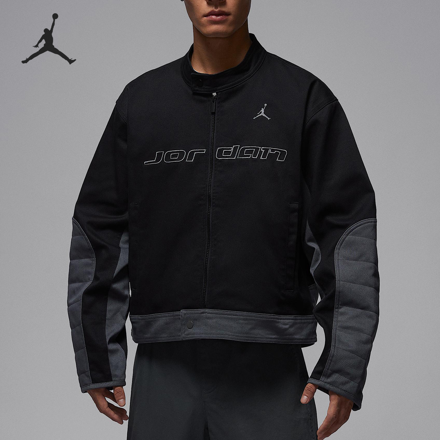 Nike/耐克正品JORDAN男士运动立领拼接赛车外套HV1049-010