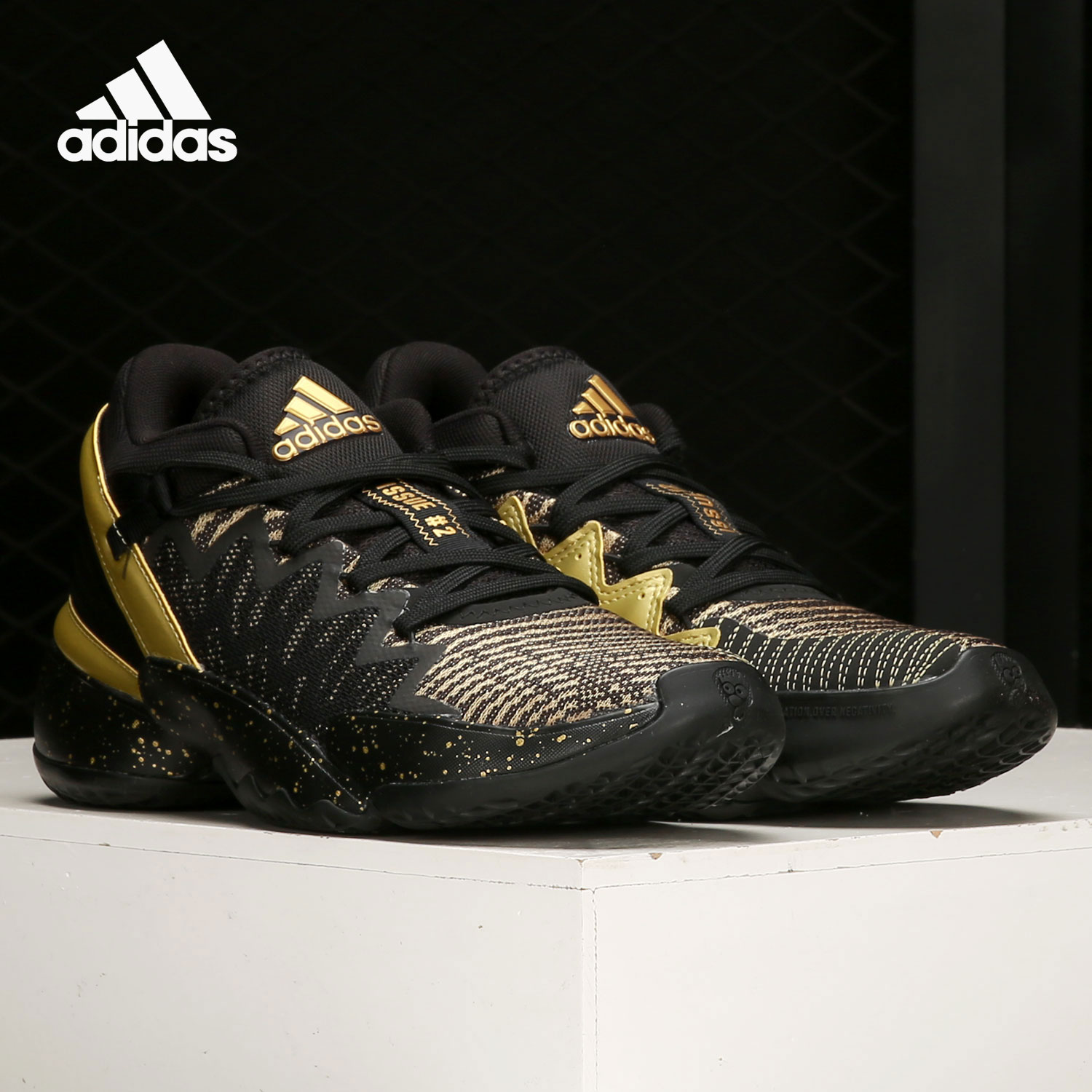 Adidas/阿迪达斯正品当季新款男子黑色金标低帮运动篮球鞋FZ3881