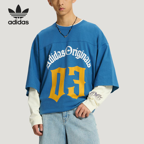 Adidas/阿迪达斯官方正品三叶草男士宽松印花时尚针织T恤KT3040