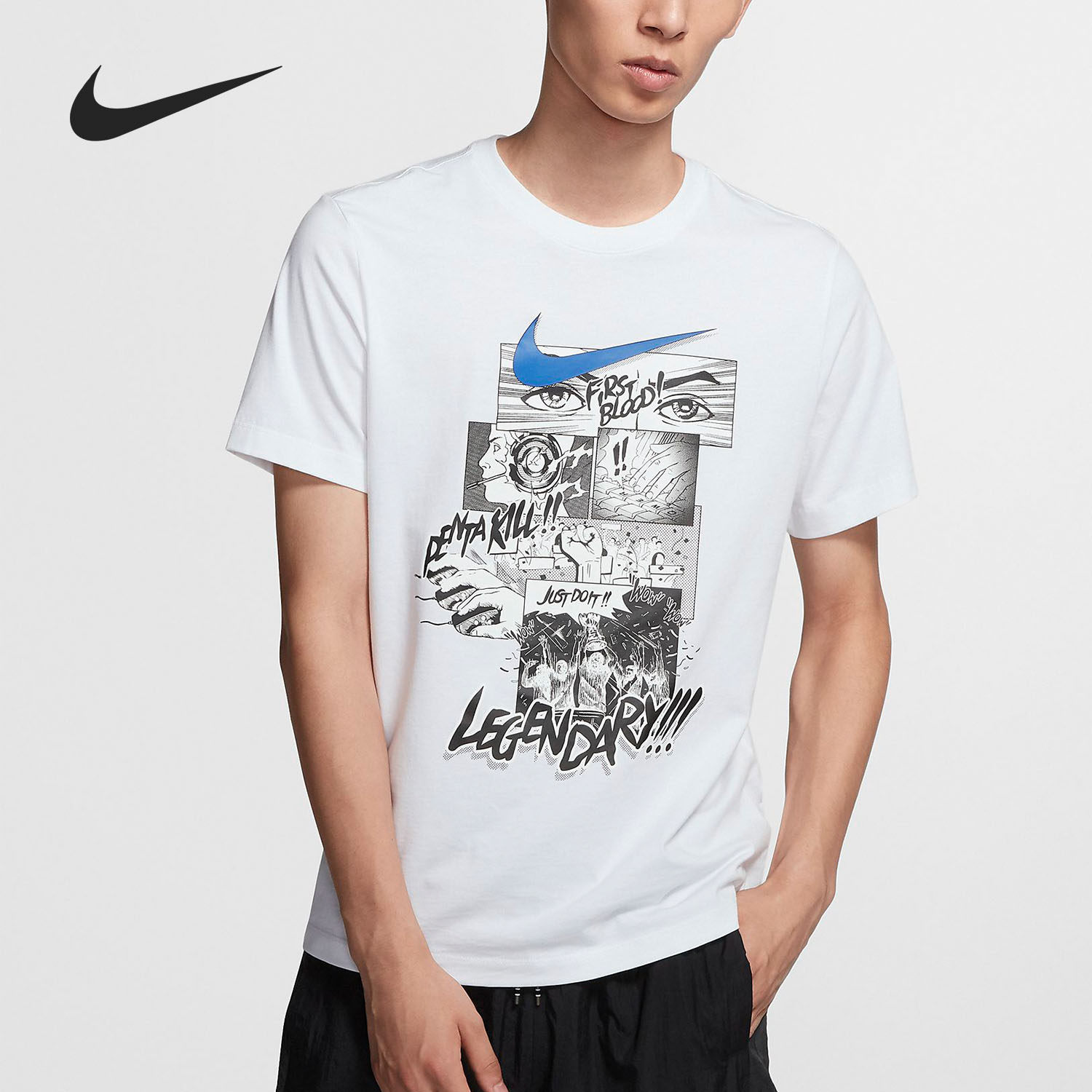 Nike/耐克正品男子圆领舒适篮球漫画印花休闲短袖T恤 CT9105