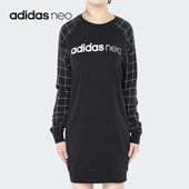 运动连衣裙 女子格子印花圆领长袖 CD3981 阿迪达斯正品 Adidas