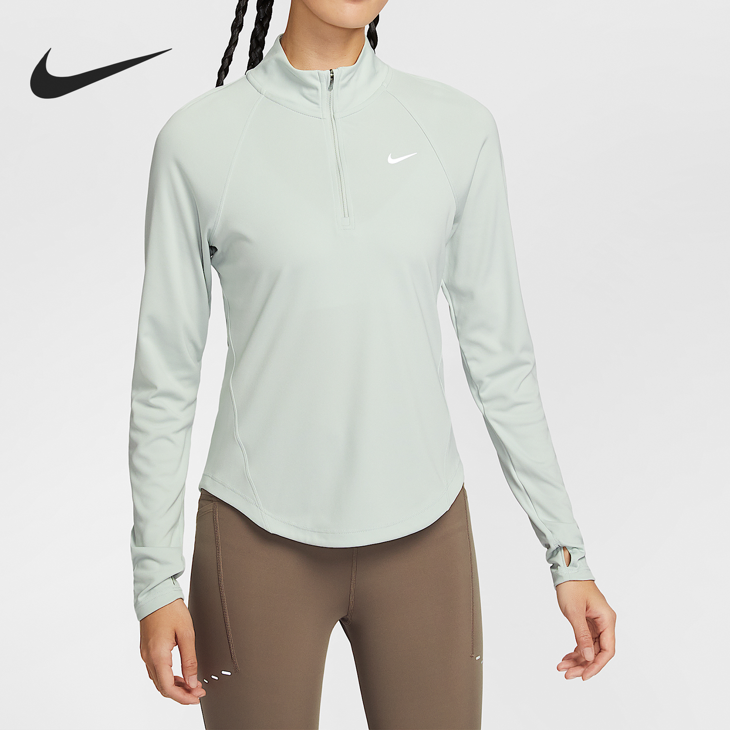 Nike/耐克正品Dri-FIT女士跑步半拉链训练长袖T恤HV2843-034