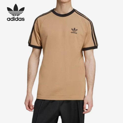 Adidas/阿迪达斯正品三叶草男士三条纹圆领修身短袖T恤JY1370