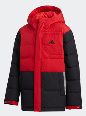 Adidas/阿迪达斯正品大童拼接户外运动保暖连帽羽绒服GP7229