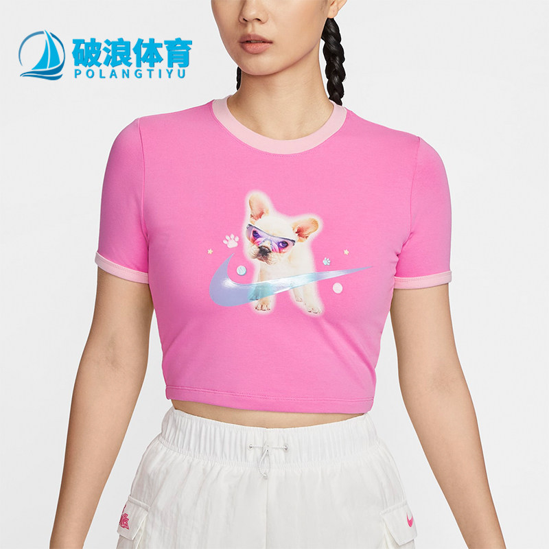 Nike耐克正品女印花圆领透气上衣卡通短款运动短袖T恤HM4621-675