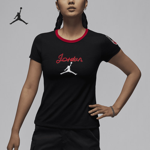 Nike/耐克正品JORDAN女士修身透气运动休闲短袖T恤HM4895-010