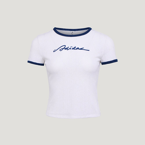 Adidas/阿迪达斯正品女士修身短款休闲经典运动短袖T恤上衣KZ4184