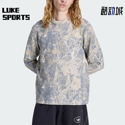 Adidas/阿迪达斯正品三叶草男士休闲圆领套头印花长袖上衣KG6434
