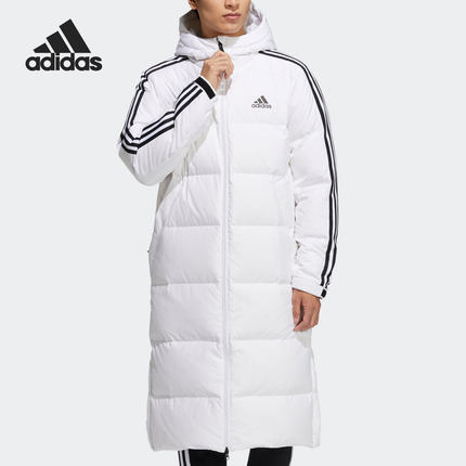 Adidas/阿迪达斯正品冬季男女休闲运动保暖长款连帽羽绒服H20762