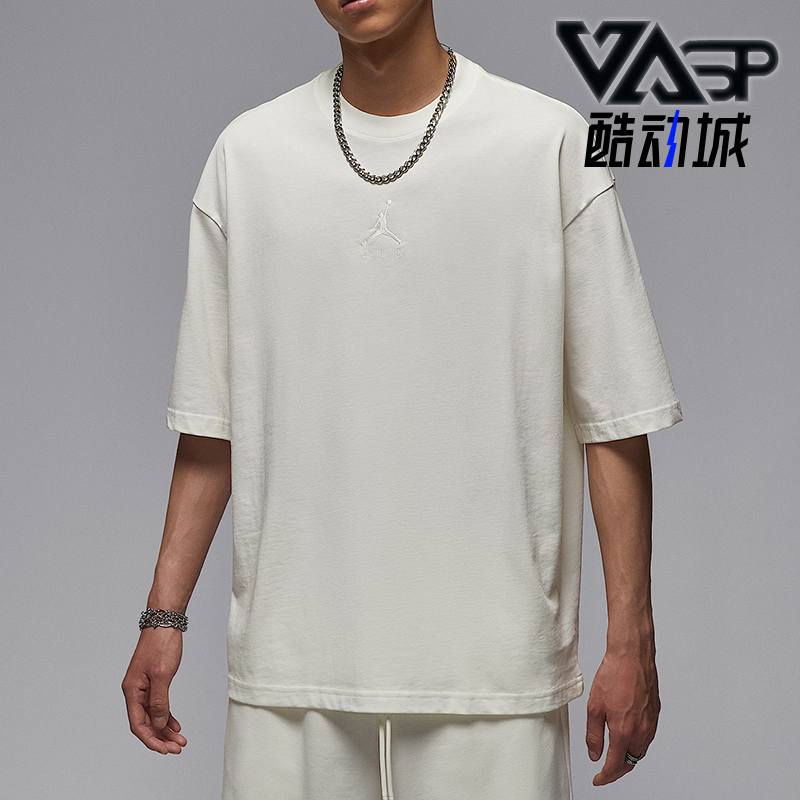 Nike/耐克正品JORDAN男士休闲简约针织透气运动圆领T恤IB7346-133