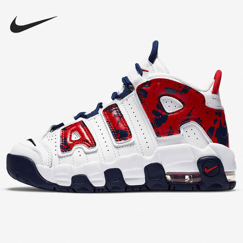Nike耐克正品Air More Uptempo red camo中小童篮球鞋CZ7886-100
