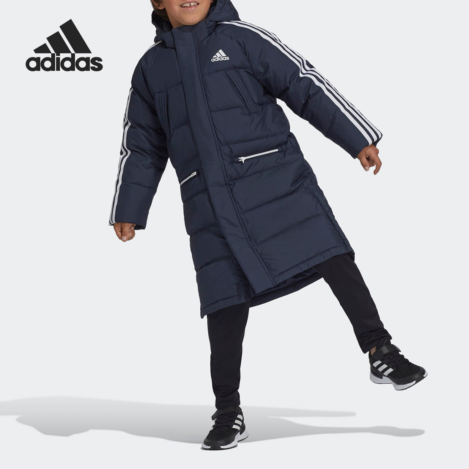 Adidas/阿迪达斯正品中长款大童修身保暖羽绒服当季新款 GG3651
