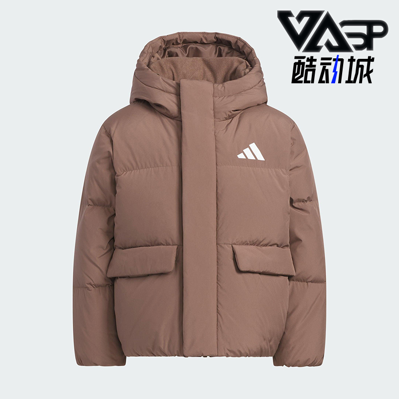 Adidas/阿迪达斯正品冬季儿童运动连帽保暖复古户外羽绒服KG5510