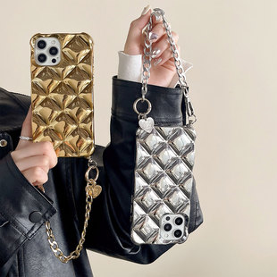 iphone16pro小众高级感14max冷淡风金色银色手机壳15苹果13适用新款防摔软壳华为mate60Pro+韩国P50保护套17