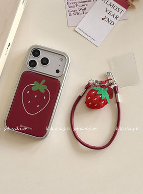 iphone15pro小众插卡皮质手提腕带14max高级感黑色手机壳12苹果16适用新款全包防摔13韩国ins保护套白色17