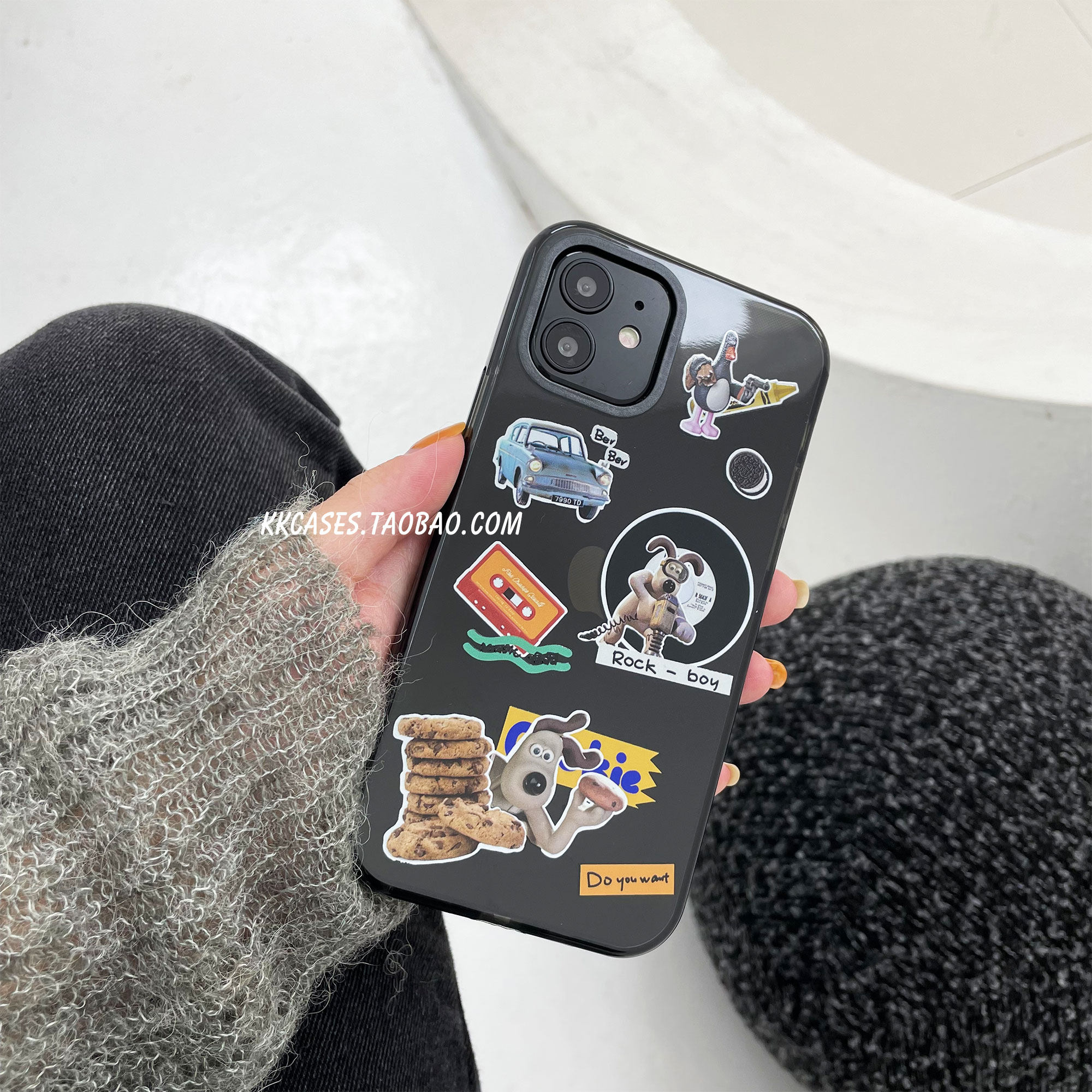 iphone15pro黑色潮牌卡通小狗14max可爱趣味手机壳12苹果16适用新款全包防摔软壳13韩国高级感ins保护套17