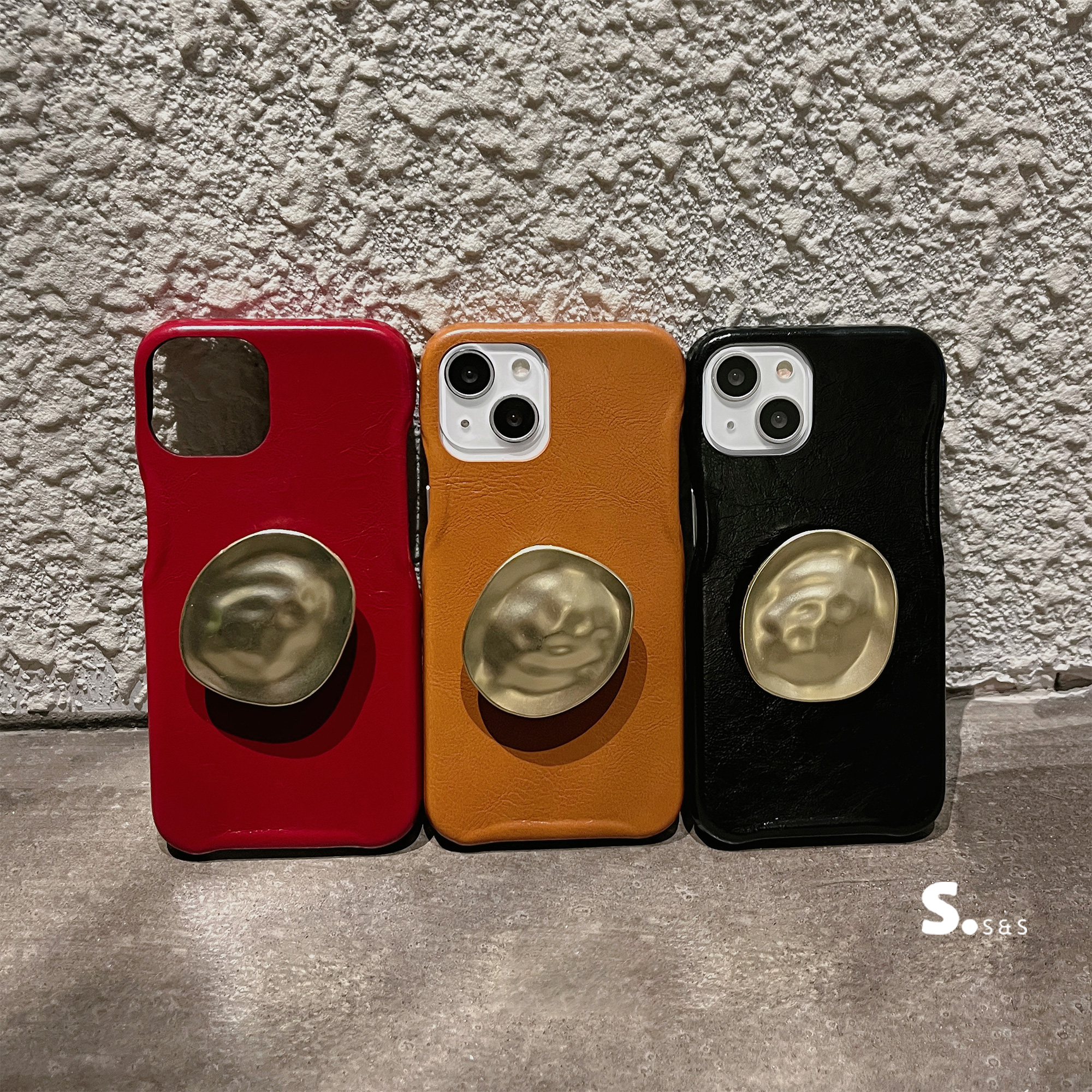 韩国小众皮质高级感支架iphone14pro半包硬壳11手机壳13max苹果12适用个性创意新款褶皱元宝轻奢保护套15pro