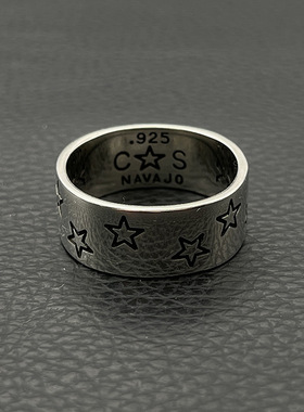 s925纯银高级感复古满连星戒指男女五角星cody sanderson风格指环