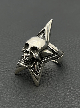 s925纯银高级感骷髅大五角星戒指周扬青同款cody sanderson指环男