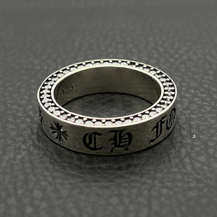 s925纯银高级感复古镶钻永恒之心戒指男女欧美嘻哈个性指环经典款