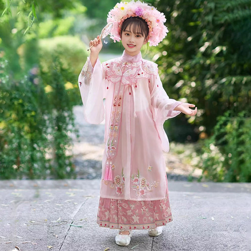 女童汉服马面裙春夏新款簪花服装