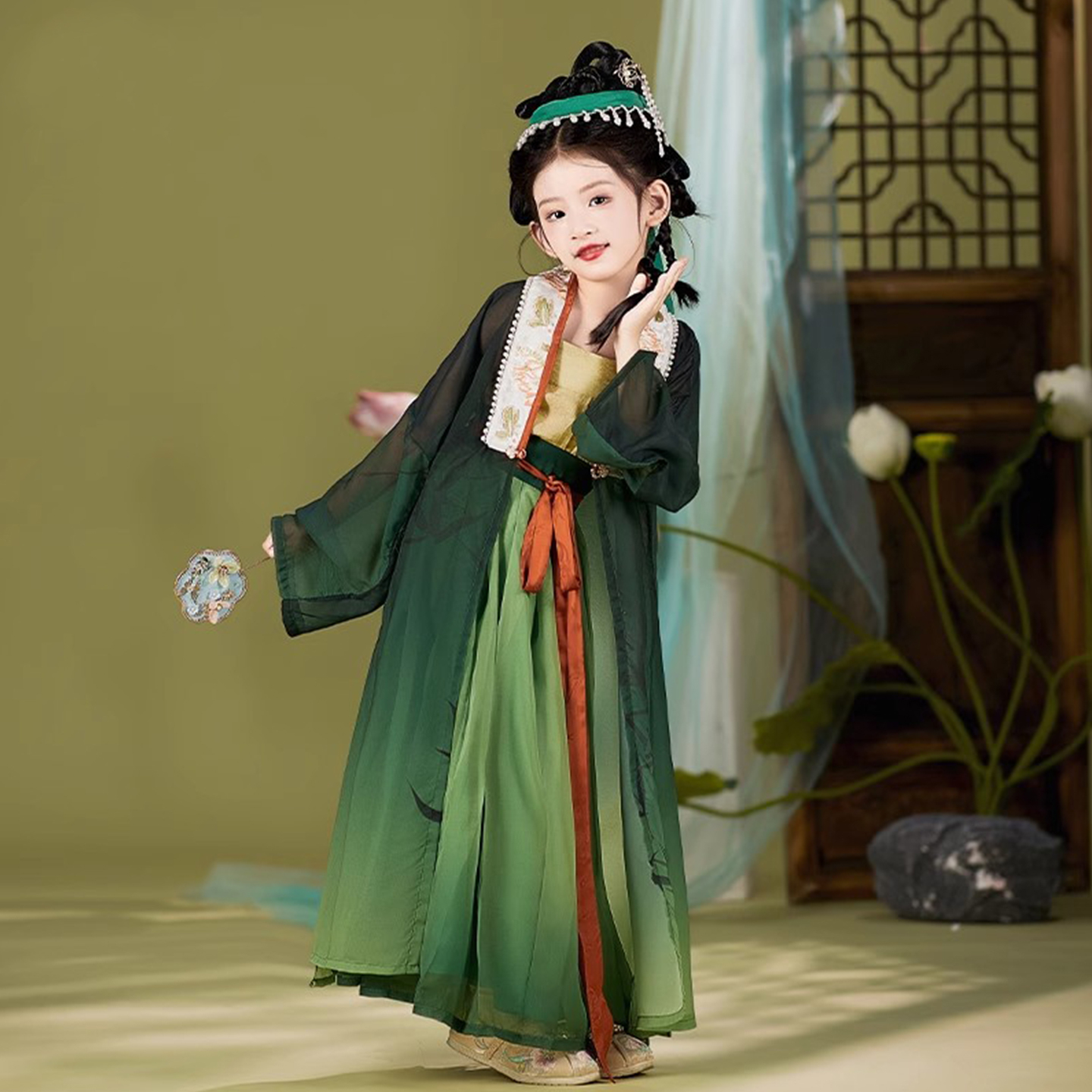 汉服女童春秋装新款宋制古风套装