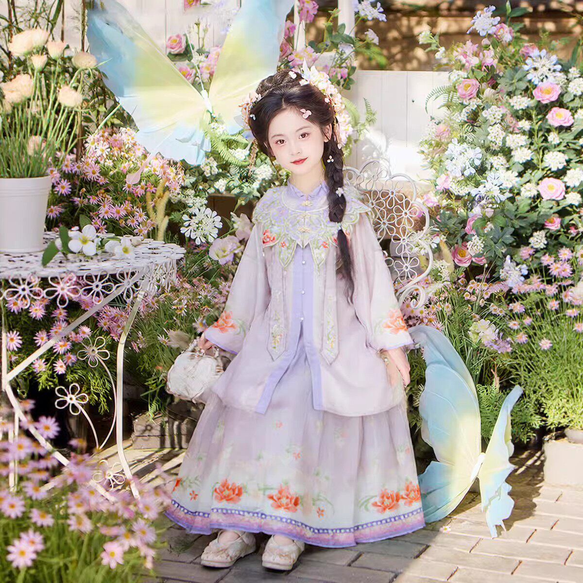 原创明制女童汉服中秋节超仙套装图片