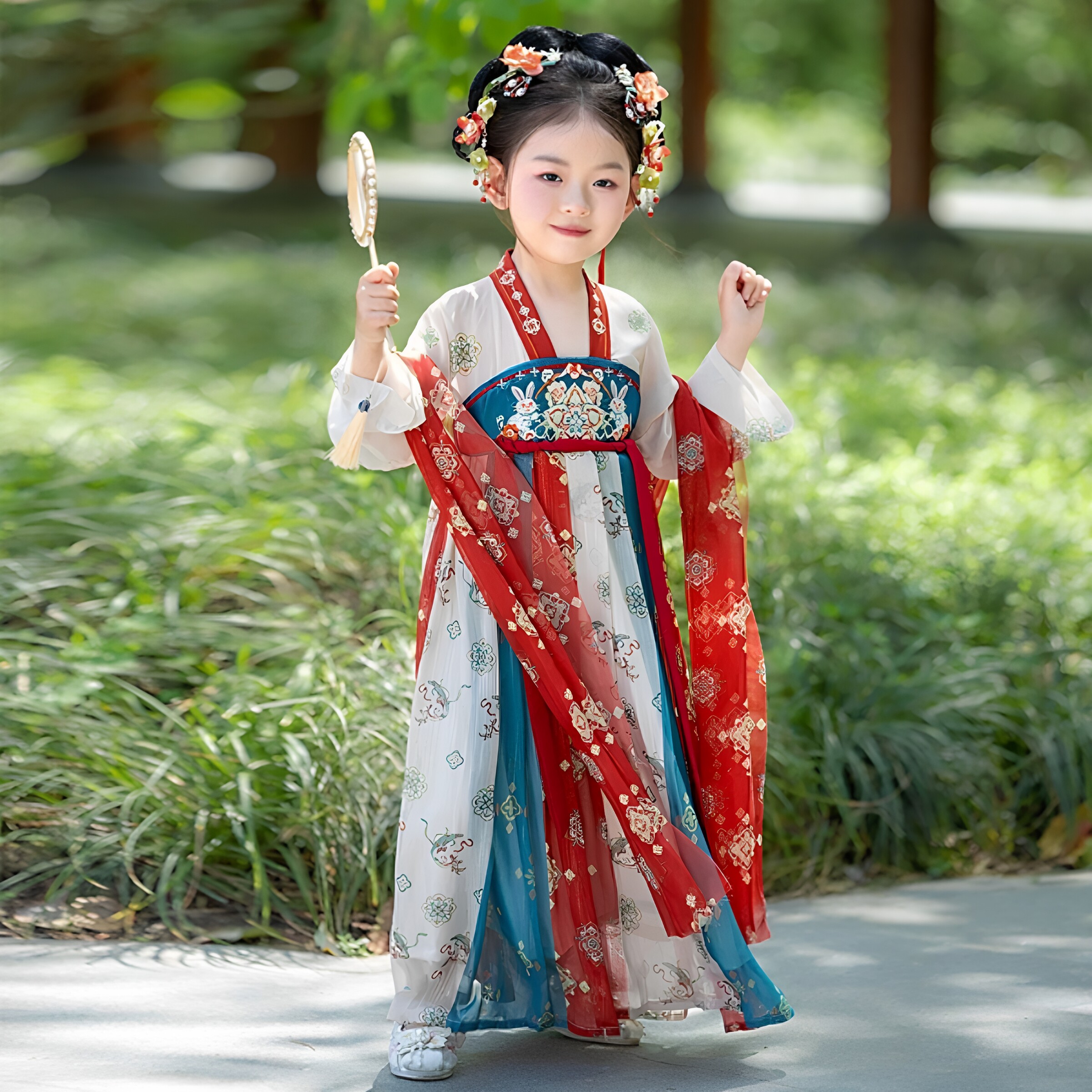 女童夏季新款薄款汉服公主襦裙图片