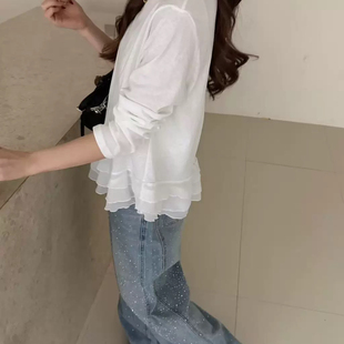 甜甜26年春款 T恤50320 宽松亮丝提花工艺春百搭通勤单品长袖