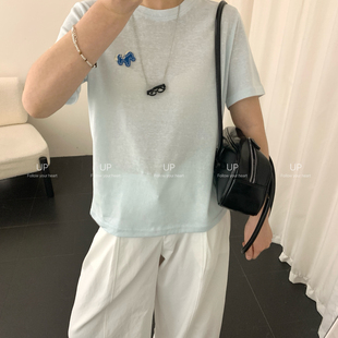 T恤0966 宽松圆领打底短袖 甜新棉质卡通小马刺绣女短袖 2026夏新款