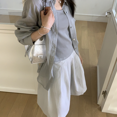 甜甜26年春款简约刺绣休闲百搭衬衫+背心两件套套装9979