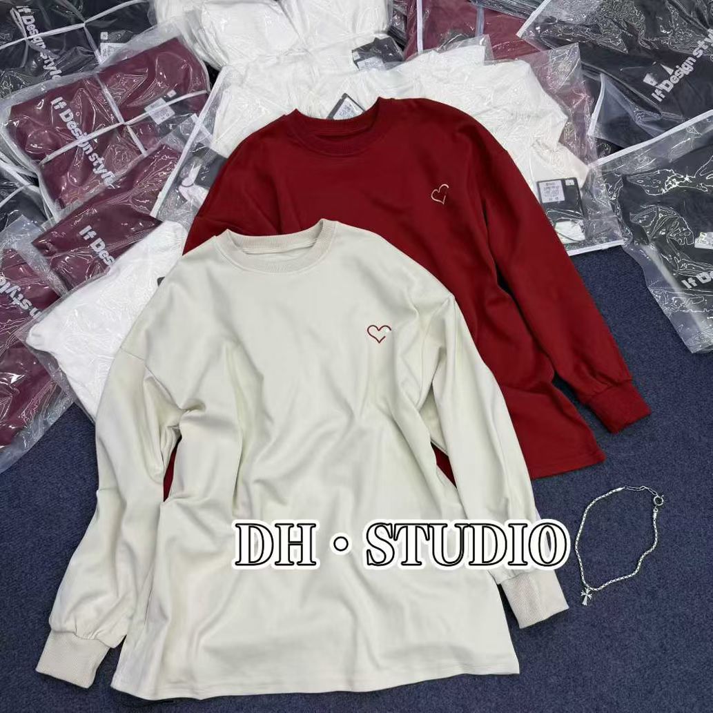 DH2025新款时尚百搭圆领宽松长袖T恤女潮打底衫女ins卡通女