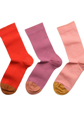 Bonne Maison法国进口设计师品牌潮袜男女纯色百搭薄款棉中筒彩袜