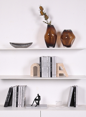 轻奢样板间书房展柜装饰品道具摆件客厅办公室艺术品组合搭配陈列