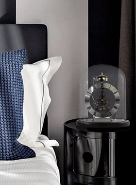 欧式轻奢样板间间床头柜展厅金属时钟摆件客厅电视柜装饰品道具