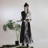 交领汉服男女侠客帅气日常中国风绣花非古装 孤鲤原创汉服 竹音