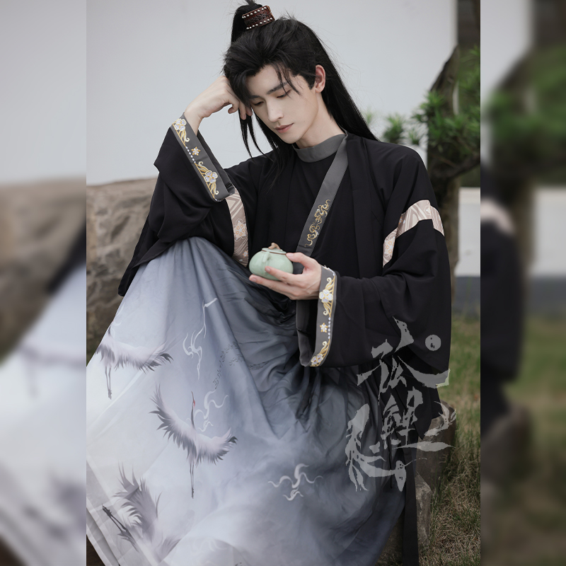 孤鲤原创汉服男士春秋曲领晋制