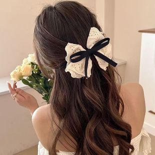 白色蕾丝大肠发圈蝴蝶结新款头饰高级感韩系韩版女生扎头布艺发绳