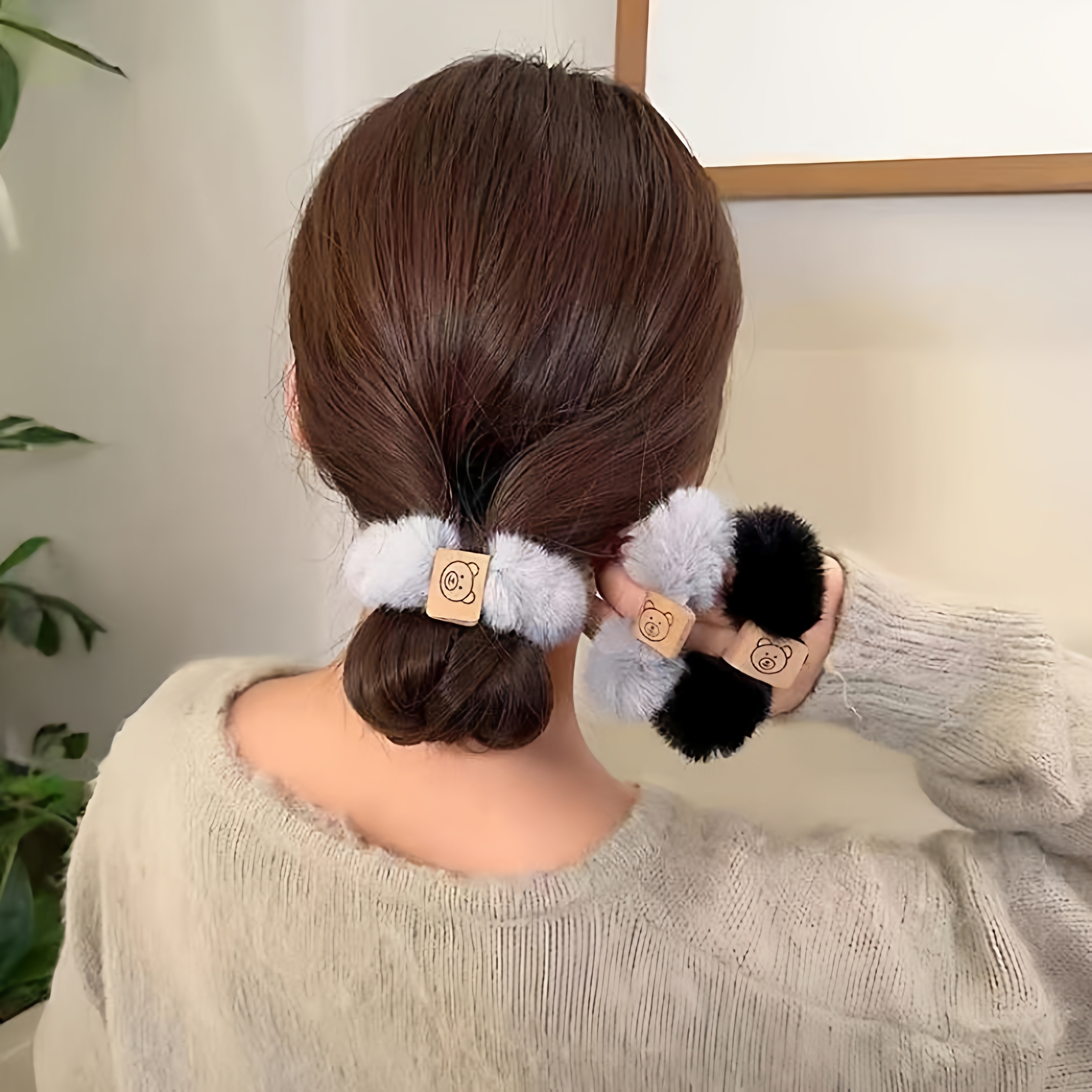 2025新款百搭秋冬毛绒高弹力橡皮筋女扎头发圈头绳毛毛高马尾发绳