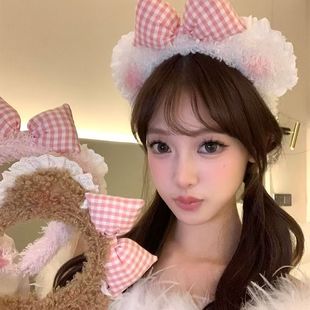 可爱毛绒kt猫蝴蝶结发箍发饰超萌头箍不勒头防滑碎发头捆