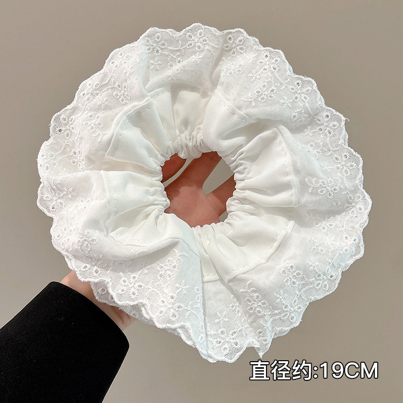 白色蕾丝花边大肠发圈女超大扎头发皮筋发绳高级感慵懒风头绳头饰