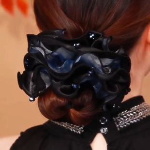 高级感气质头绳头花扎丸子头网纱发圈大肠圈韩版优雅发饰头饰新款