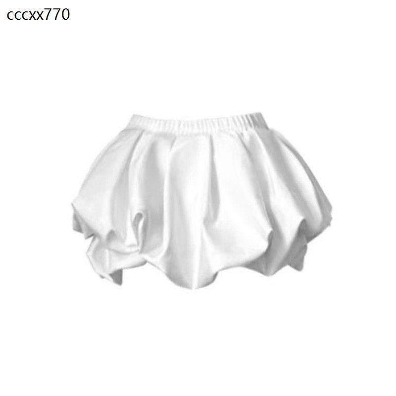 自制韩系设计感小众白色A字花苞裙女低腰显瘦辣妹短裙半身裙裙裤
