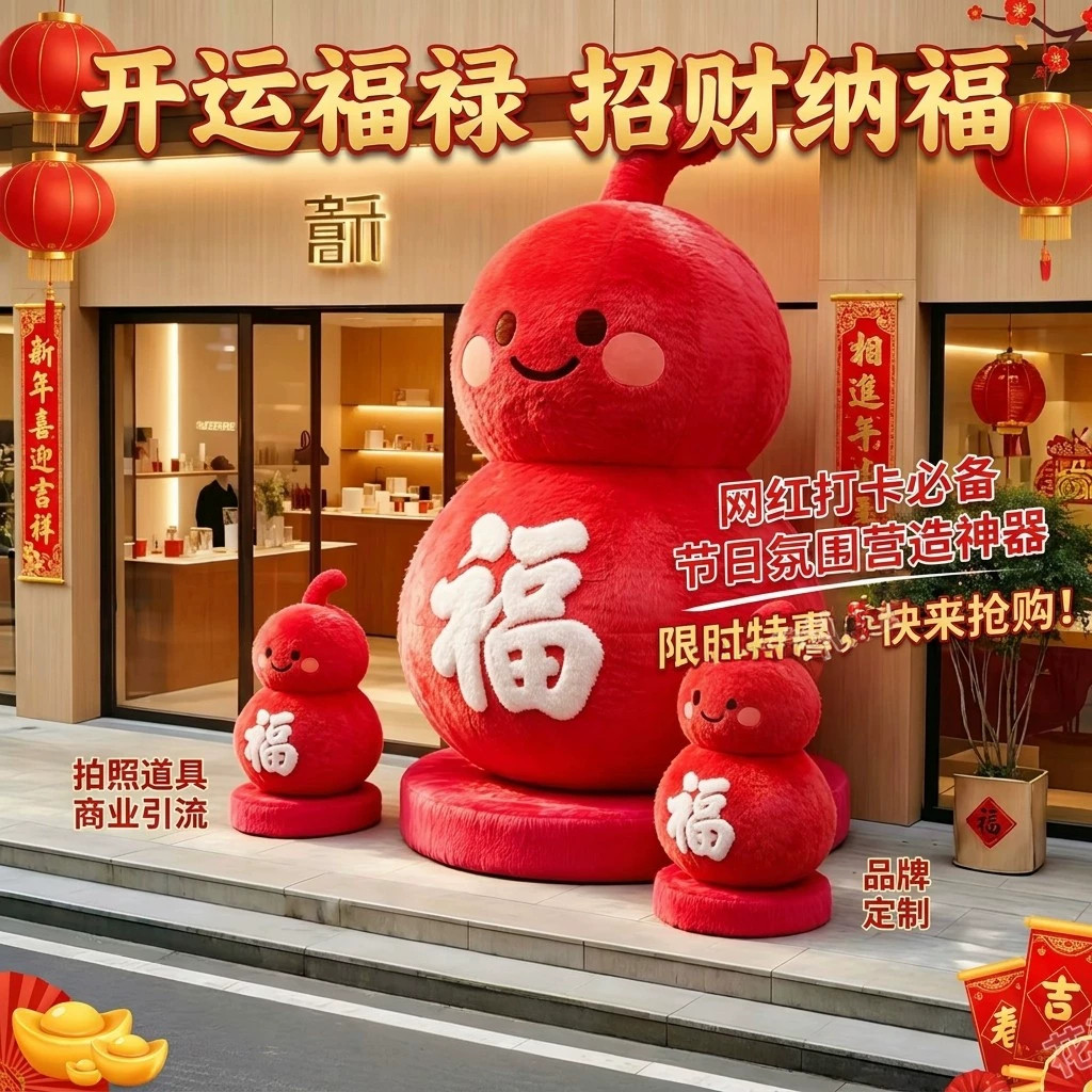 毛绒葫芦造型摆件中秋节商场店铺美陈2027元旦新年氛围感拍照道具