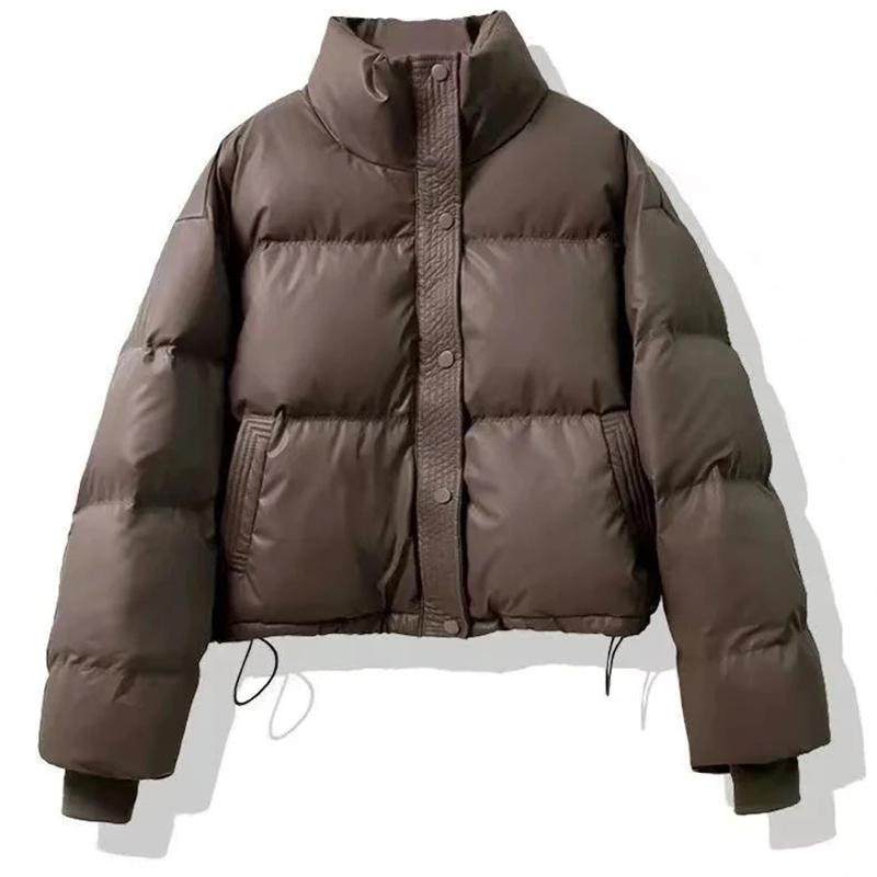 韩版免洗短款女棉服冬季新款宽松立领面包服pu皮加厚女士棉袄外套