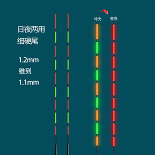 细硬尾冷光不刺眼夜光漂咬钩变色电子漂鲫鱼鲤鱼日夜两用 2023新品