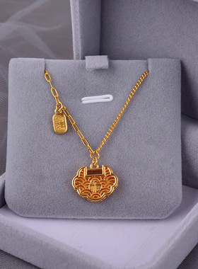 古法镂空国风祥云福平安锁吊坠项