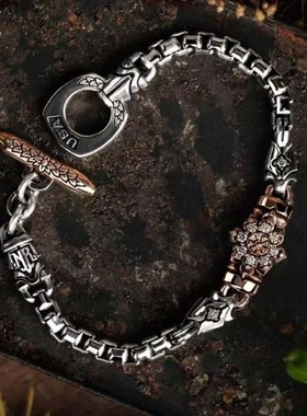 新款复古重工拼接手链个性手铐扣