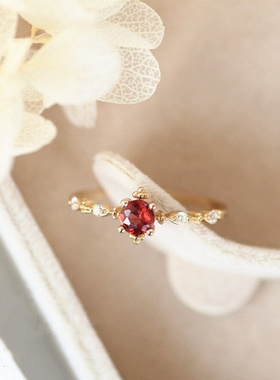 新款高红色锆石日系精美轻奢百搭